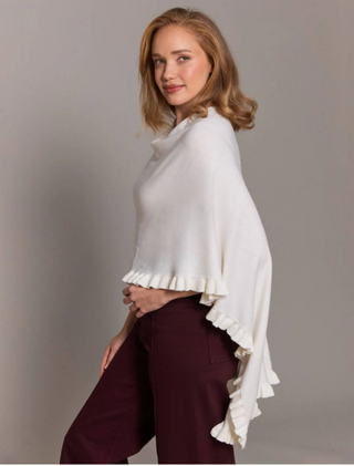 Cotton Cashmere Ruffle Poncho - dolly mama boutique