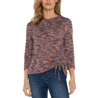 3/4 Sleeve Scoop-Neck Cinch Top - dolly mama boutique