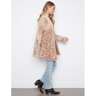 Plush Floral Cardigan with Pockets