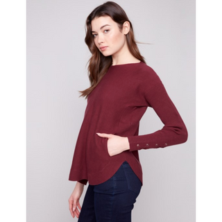 Pullover Sweater with Laced Sleeve Lace Detail - dolly mama boutique