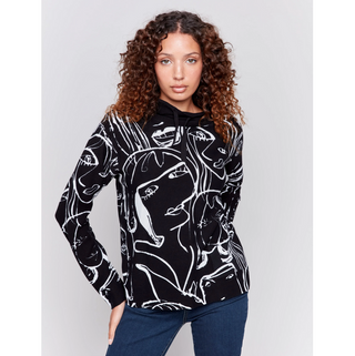 Printed Mock-Neck Sweater - dolly mama boutique