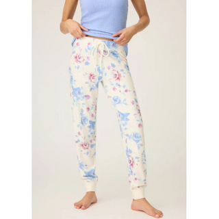 Rose Print Waffle Knit Lounge Pant
