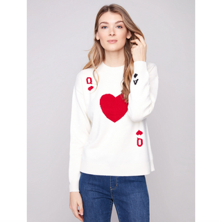 Drop-Shoulder Sweater - Queen of Hearts - dolly mama boutique