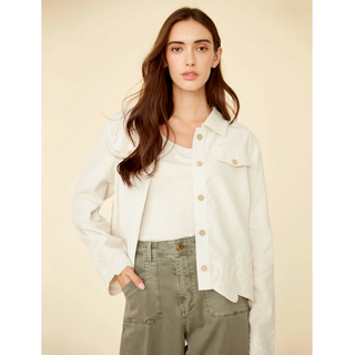 Linen Jacket with Embroidered Hem - dolly mama boutique