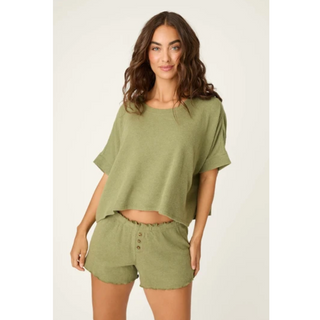 Ribbed Crop Crewneck Tee