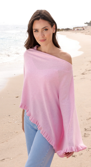 Cotton Cashmere Ruffle Poncho - dolly mama boutique