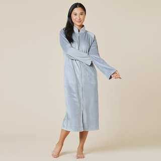 Zippered Mandarin-Collar Robe