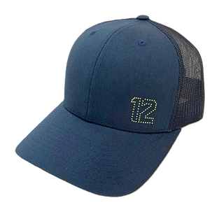 Kourtney Trucker Hat with Crystal Seahawks "12" - dolly mama boutique