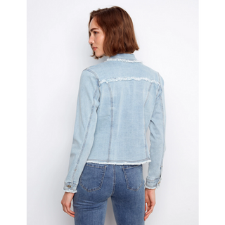 Fringed-Edge Denim Jacket - dolly mama boutique