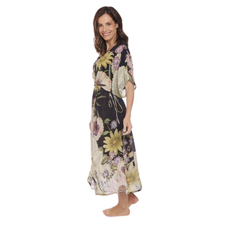 Daisy-Print Black String Dress - dolly mama boutique