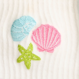 Embroidered Shells Crew Socks - dolly mama boutique