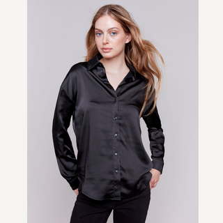 Satin Button-Down Shirt - dolly mama boutique