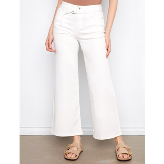 Belted Twill Wid- Leg Pants - dolly mama boutique