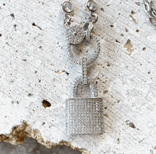 Crystal Pave Lock Necklace - dolly mama boutique