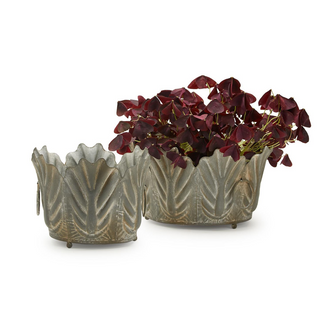 Zinc Garden Leaf Planter - dolly mama boutique