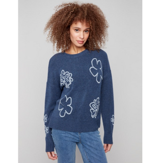 Embroidered Crewneck Sweater - dolly mama boutique