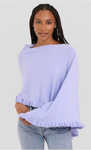 Cotton Cashmere Ruffle Poncho - dolly mama boutique