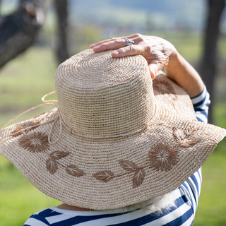 Gigi Embroidered Straw Hat - dolly mama boutique