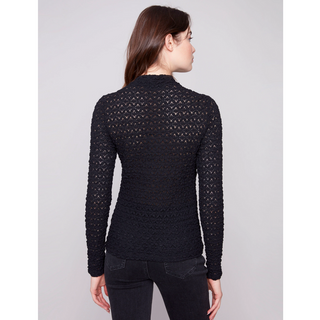 Long Sleeve Mock Knit Top - Black