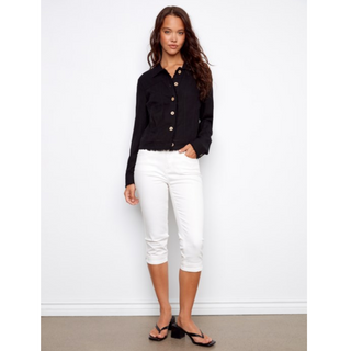 Linen Jacket with Frayed Hem - dolly mama boutique