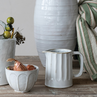 Fluted Stoneware Pitcher - dolly mama boutique