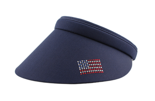 Bridgitte Clip On Visor with Crystal USA Flag - dolly mama boutique