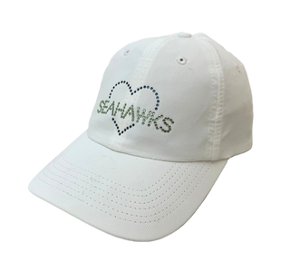 Kim High-Pony Cap with Crystal "Seahawks" Heart - dolly mama boutique