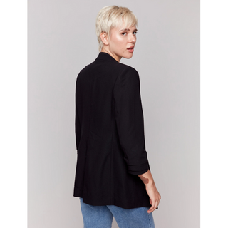 Crepe Jacket with Ruched Sleeves