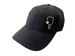 Kim High-Pony Cap with Crystal Pickleball Paddle & Heart