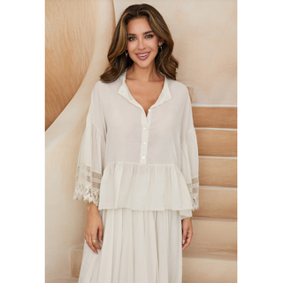 Lace Button-Front Top