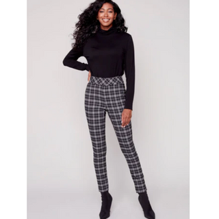 Jacquard Plaid Pull-On Pant - dolly mama boutique