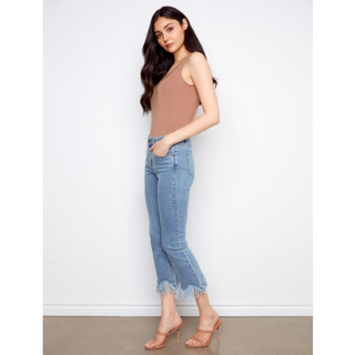 Bootcut Denim with Fringed Hem - dolly mama boutique