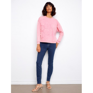 Flower Applique Sweatshirt - dolly mama boutique