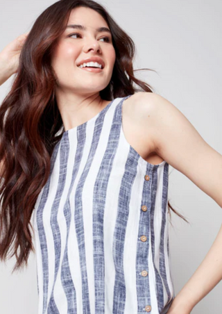 Side-Button Linen Tank - dolly mama boutique