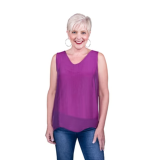 Dina Silk V-Neck Tank - dolly mama boutique