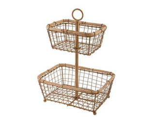 Metal and Cane Tiered Basket KA-8010 - dolly mama boutique