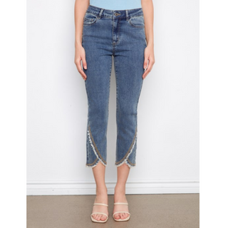 Slim-Leg Tulip Hem Embroidered Denim - dolly mama boutique