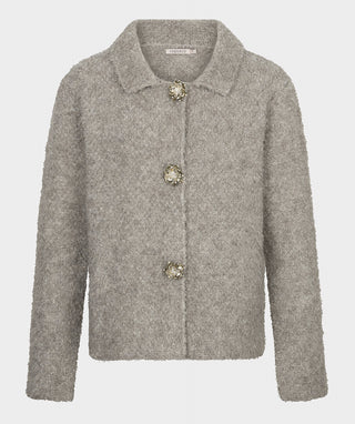 Flower Button Cardigan by EsQualo in Grey - view 6