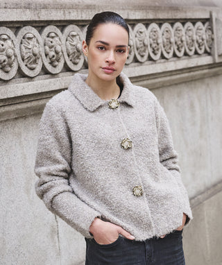 Flower Button Cardigan by EsQualo in Grey