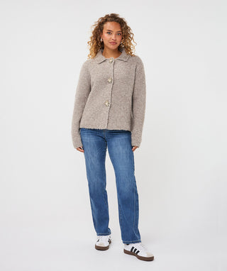 Flower Button Cardigan by EsQualo in Grey - view 5