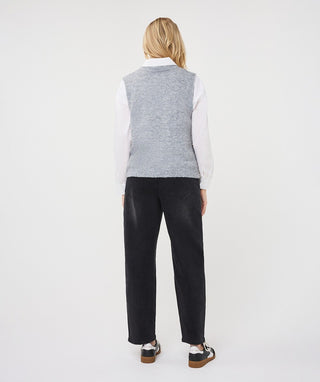 Sleeveless Sweater with Rhinestone Side Detail by EsQualo in Light Grey - view 3