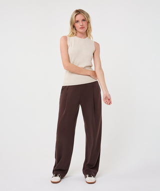 Sleeveless Metallic Cable Sweater by EsQualo in Biscuit - view 2