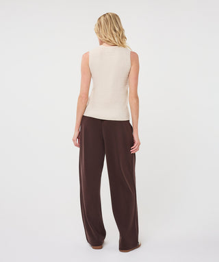 Sleeveless Metallic Cable Sweater by EsQualo in Biscuit - view 3