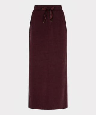 Modal A-Line Skirt with Pockets and Satin Piping in Merlot - view 3