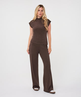 Sleeveless Mock Neck Sweater by EsQualo in Cacao - view 5
