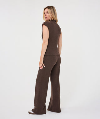 Knit Wide Leg Trousers by EsQualo in Cacao - view 3