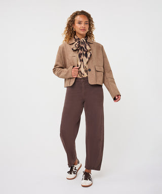 Suedine Collared Jacket by EsQualo in Sand - view 5