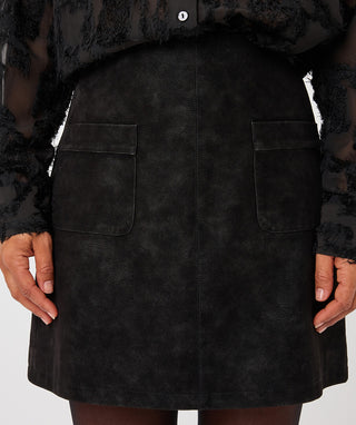 Sueded Pocket Skirt by EsQualo in Black - view 5
