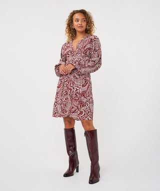 Faux Wrap Paisley Dress in Paisley Print