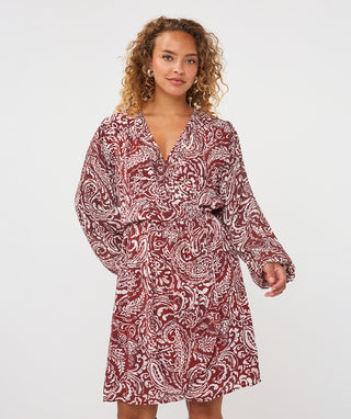Faux Wrap Paisley Dress in Paisley Print - view 2